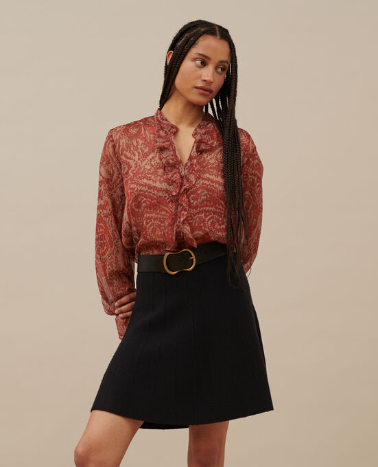 Falda corta de lana merino A092 BLACK KNIT