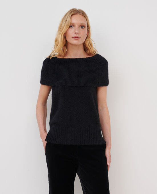 Chaleco de alpaca mezclada A092 BLACK KNIT