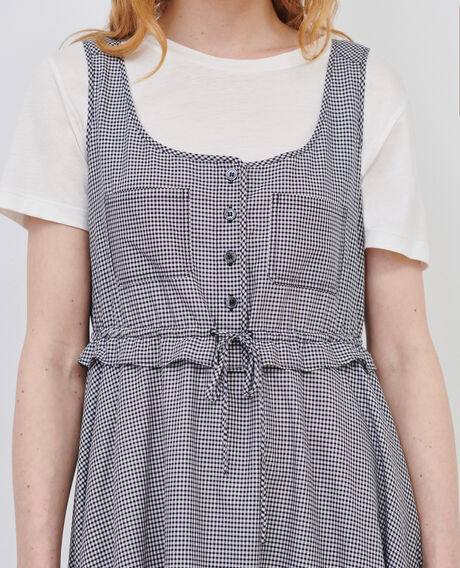 Vestido evasé de gasa de algodón 88 vichy 2sdr181c71