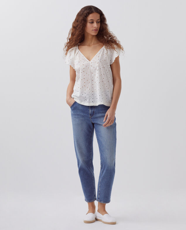 Top bordado de algodón H003 white