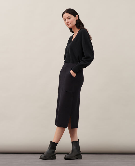 Falda larga de lana 8891 09 BLACK