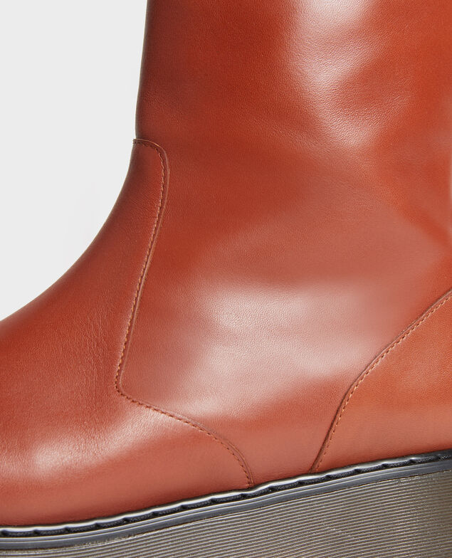 Botines de cuero con plataforma Brandy brown