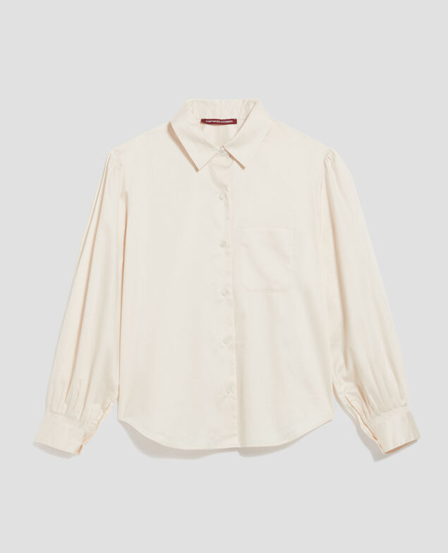 Camisa de algodón satinado I300 pearled ivory