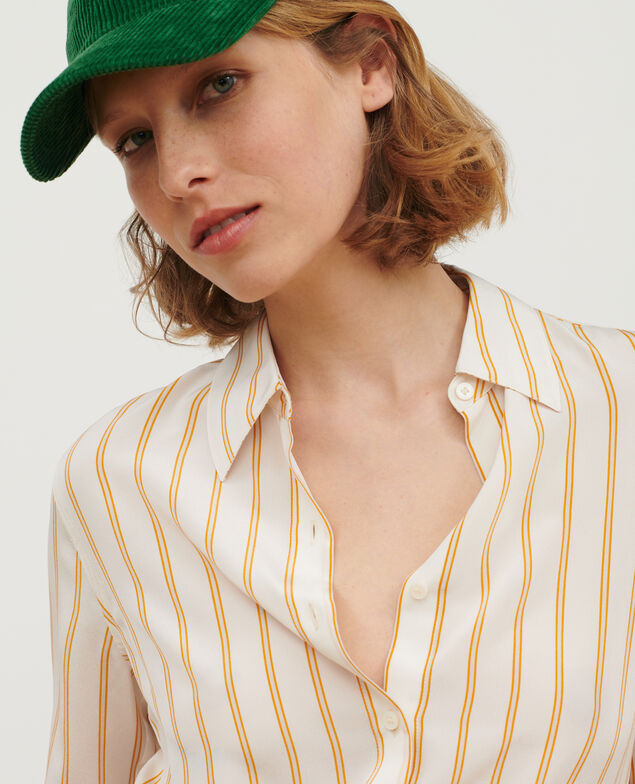 SYBILLE - Camisa de seda A012 white stripe 3ssh214s01