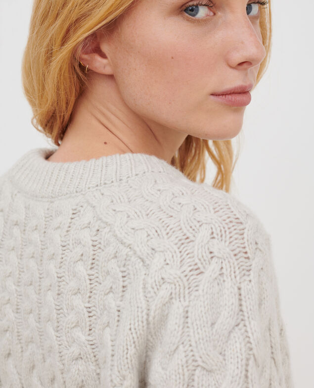 Jersey cuello redondo de lana merino A009 white knit