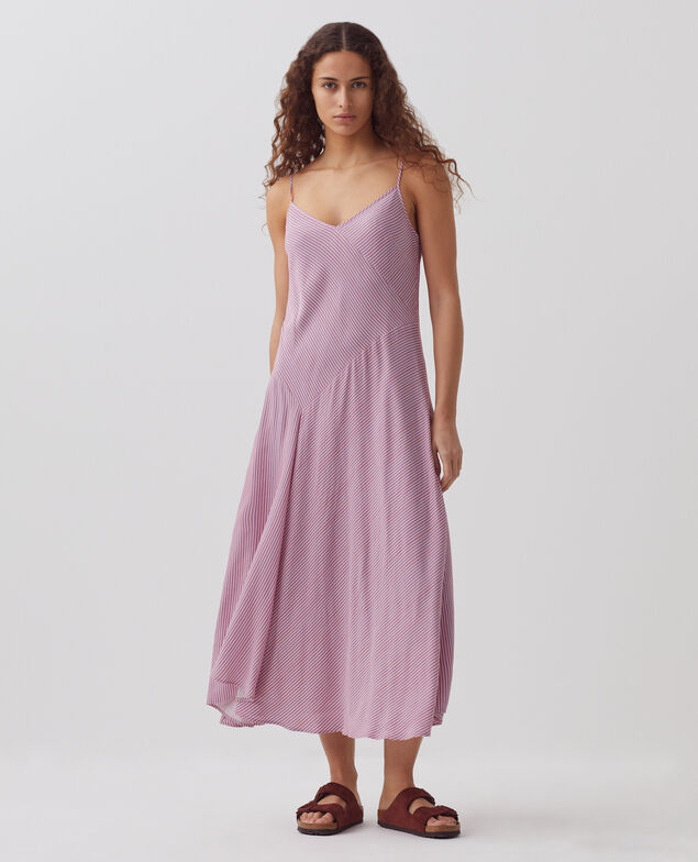 Vestido con tirantes finos 0721 lilac stripe