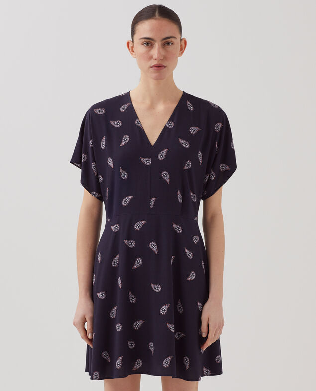 Vestido corto fluido J693 ma paisley navy