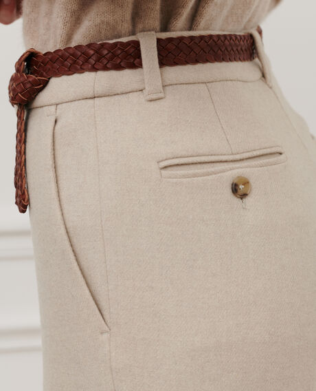BLANDINE - Pantalón recto de franela 8838 40 cream 2wpa037w17