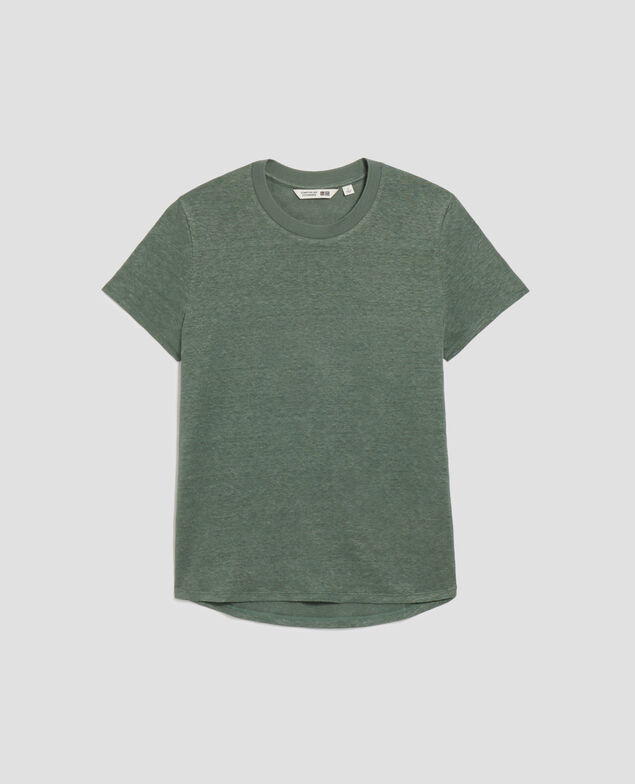 AMANDINE - Camiseta con cuello redondo de lino U570 olive