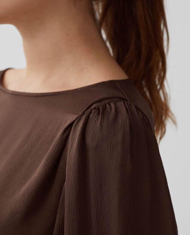 Blusa fluida de manga 3/4 I390 coffee bean