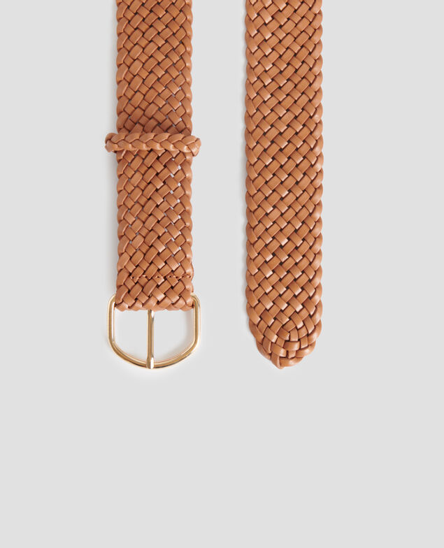 Cinturón ancho trenzado de cuero J490 mustard gold