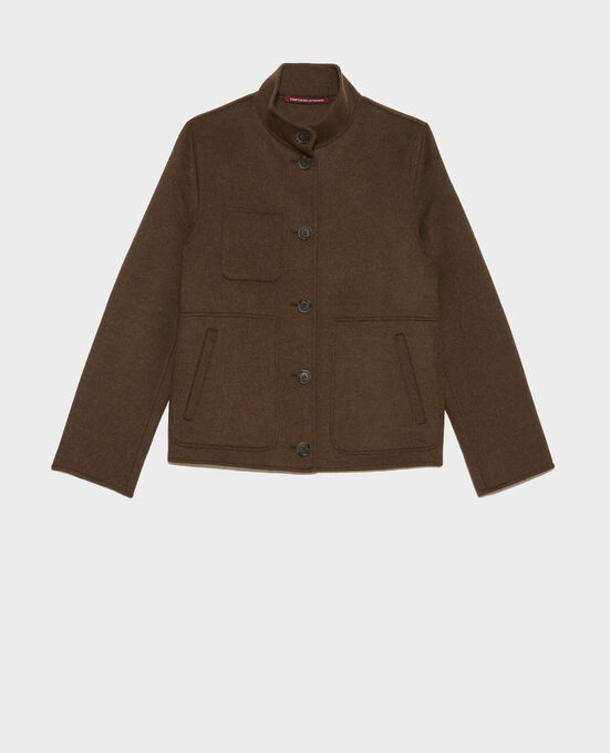 Chaqueta corta de lana y cachemir KAKI
