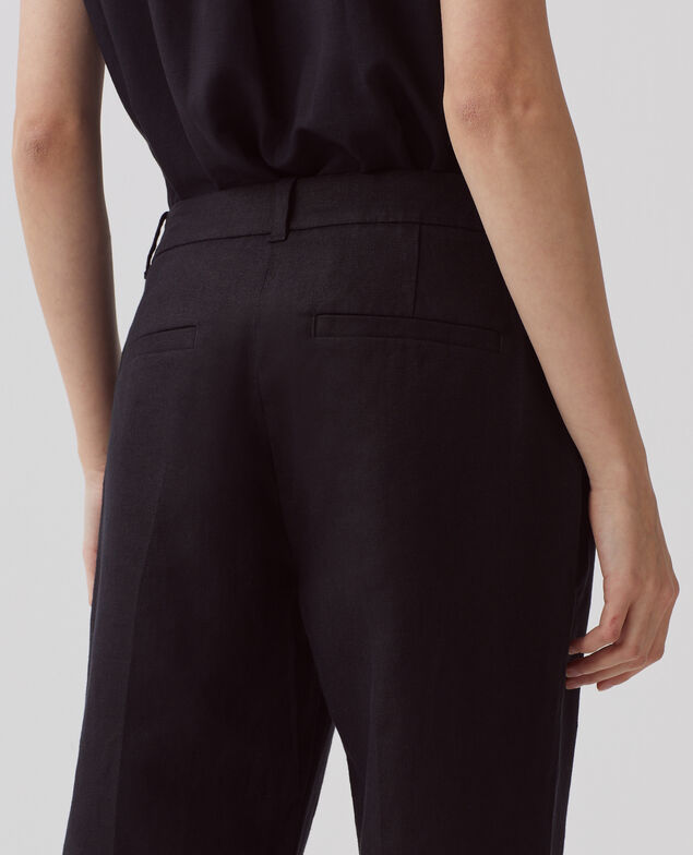 MARGUERITE - Pantalón cigarette de lino H091 black beauty