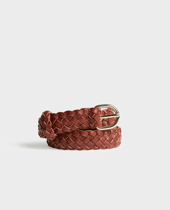 Cinturón fino trenzado de cuero 8884 34 BROWN