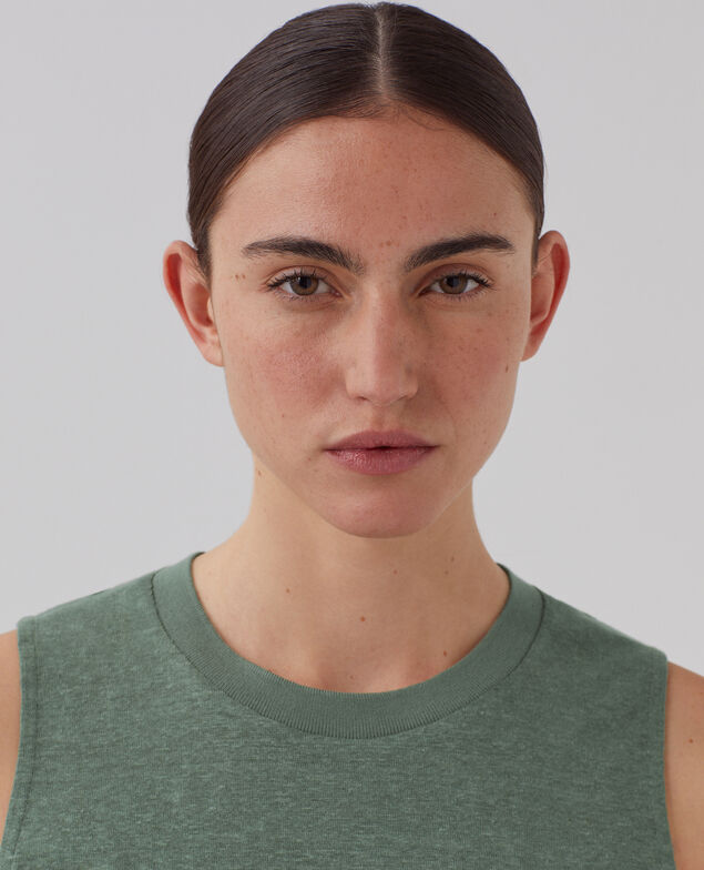 MARCELLE - Camiseta de lino sin mangas U570 olive