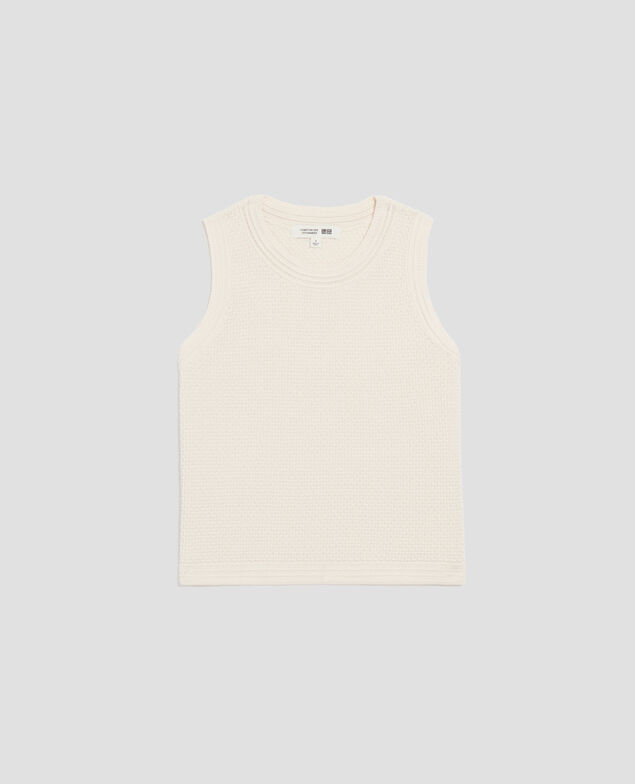 Top de algodón de punto calado U010 off white