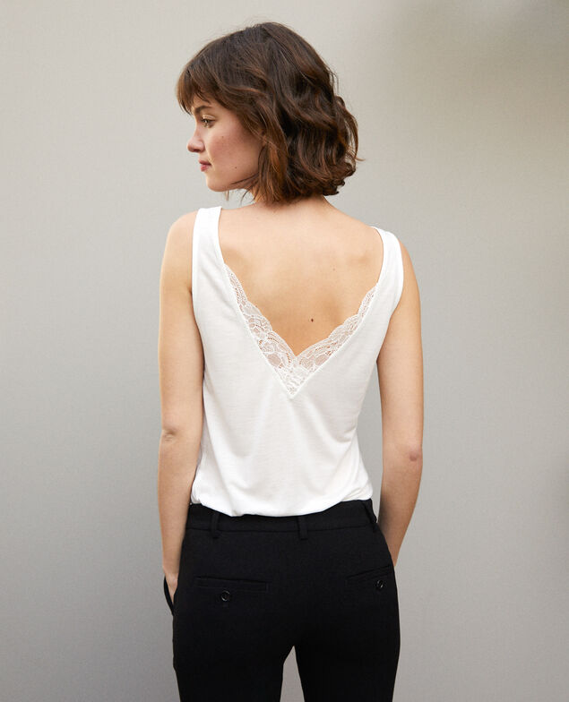 Camiseta de tirantes con encaje Blanco