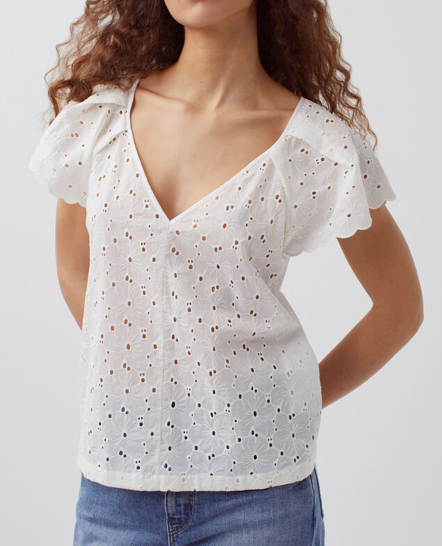 Top bordado de algodón H003 white
