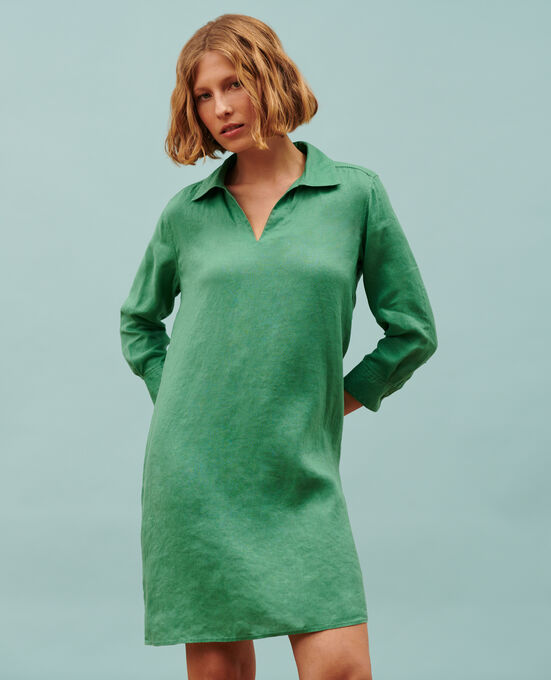DAISY - Vestido amplio de lino 0542 PINE GREEN