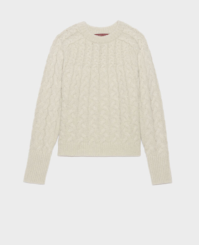 Jersey cuello redondo de lana merino A009 white knit