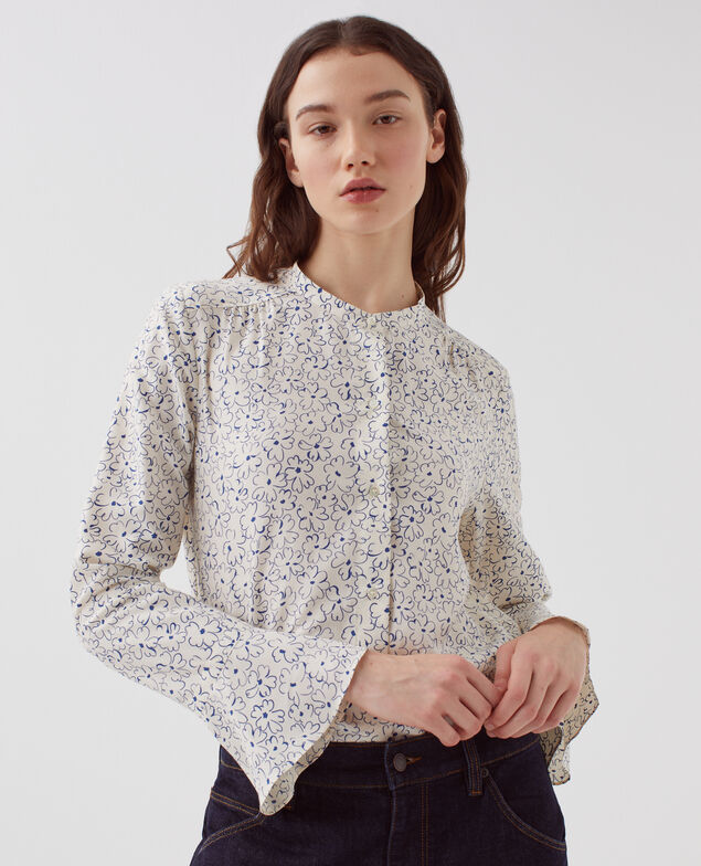 Blusa fluida de manga larga H620 daisy  blue