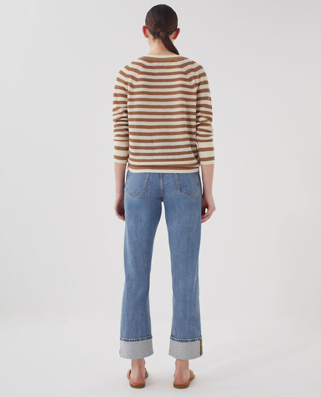 Jersey de lino con cuello de pico H321 thin gratinato