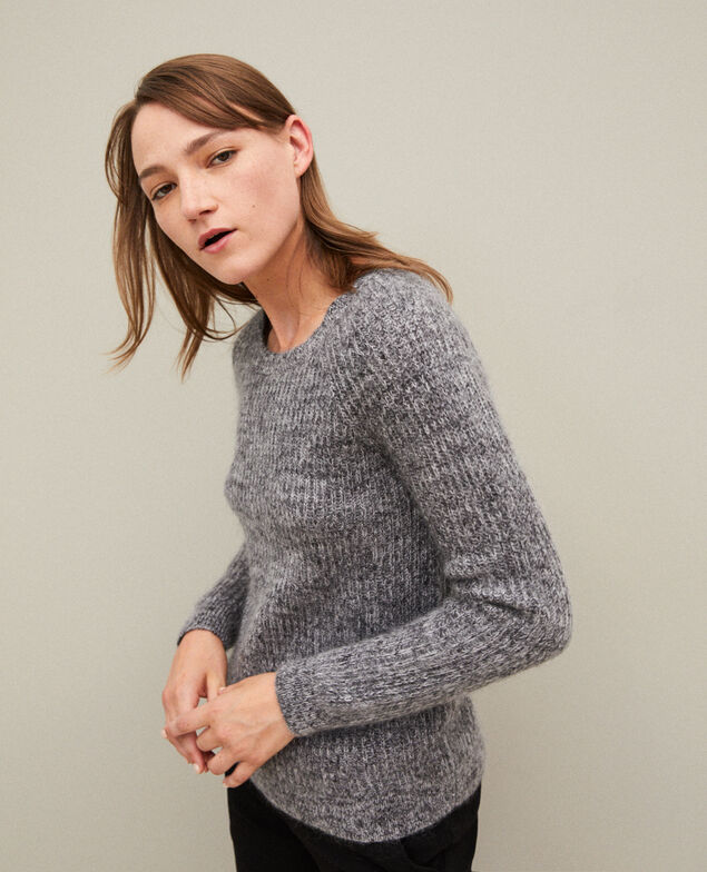 Jersey jaspeado de mohair Light grey/noir/silver gray