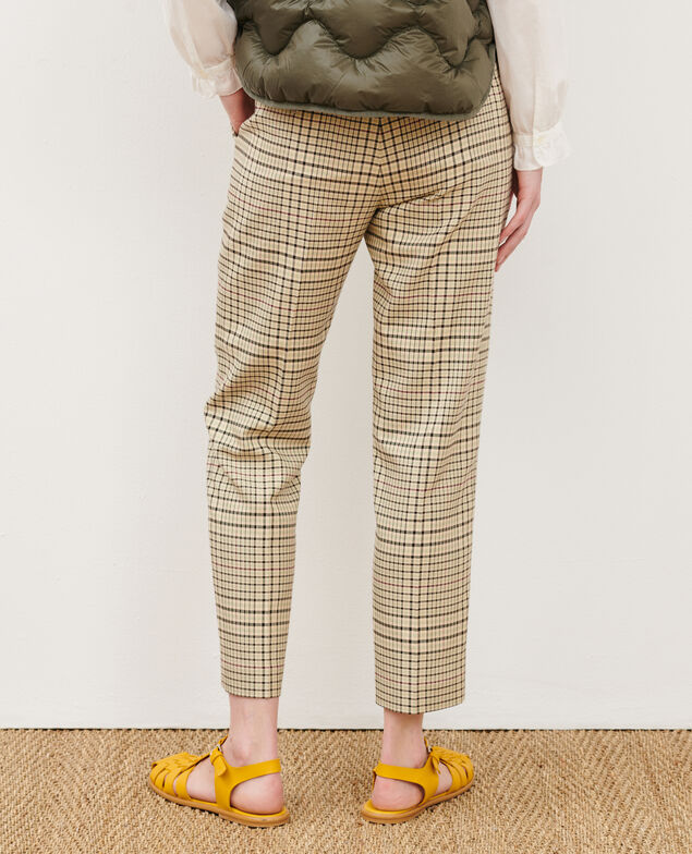 MARGUERITE - Pantalón cigarette 0400 cream checks 3spa005c04