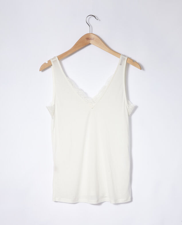 Camiseta de tirantes con encaje Blanco