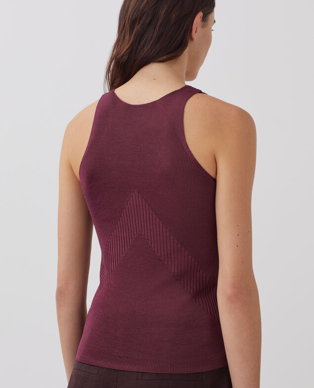 Camiseta de tirantes larga de canalé J750 burgundy