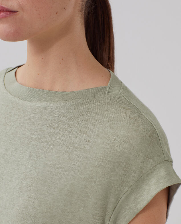 KARO - Camiseta corte caja de lino U520 green