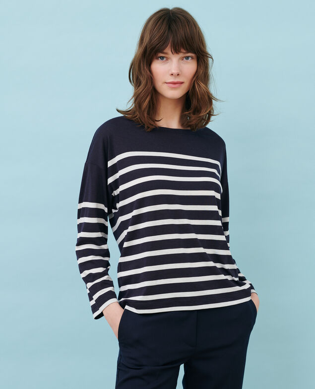 Jersey de rayas de algodón mezclado 89 stripe navy