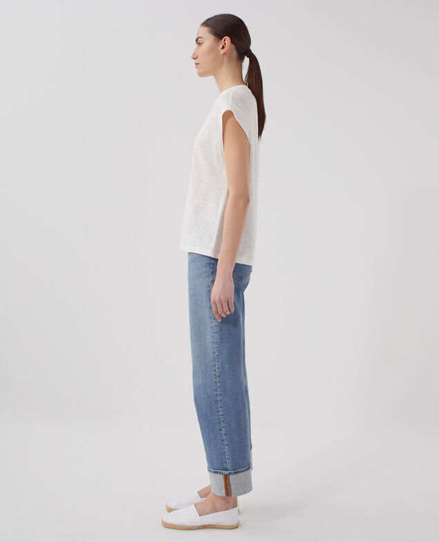 KARO - Camiseta corte caja de lino U010 off white