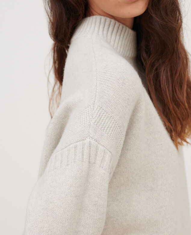 Jersey Cuello subido de lana merino A009 white knit