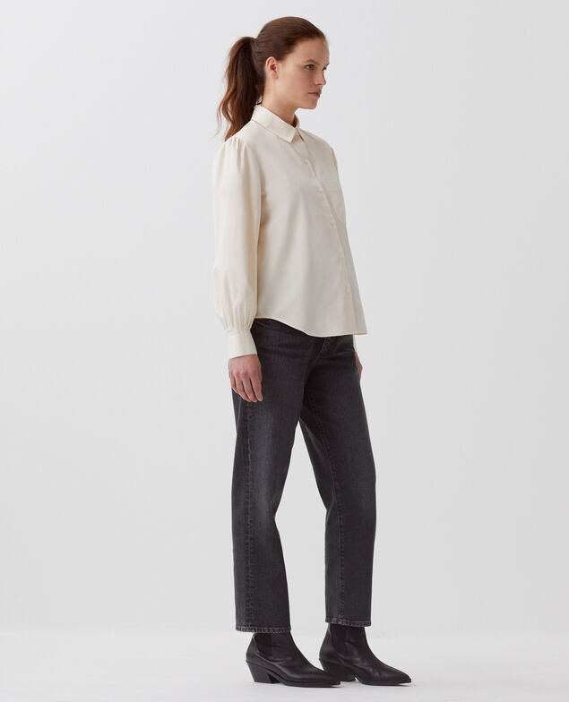 Camisa de algodón satinado I300 pearled ivory