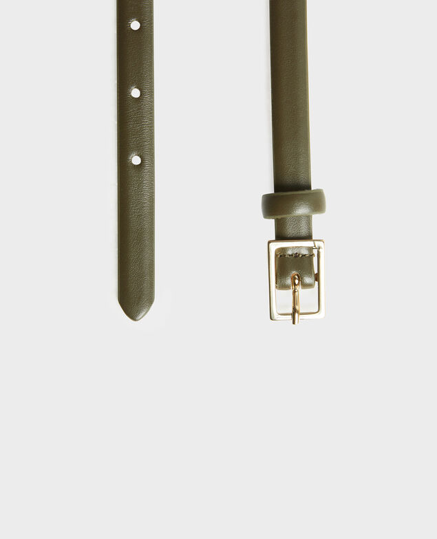  Cinturón fino de cuero con hebilla rectangular Military green