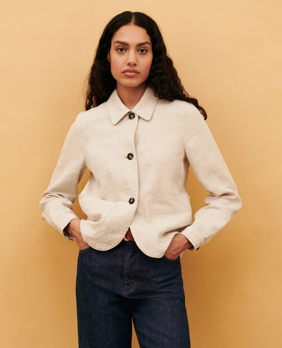 Chaqueta de lino 0310 BEIGE NATURAL