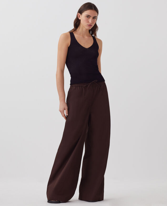 YVONNE - Pantalón amplio J790 chocolate plum