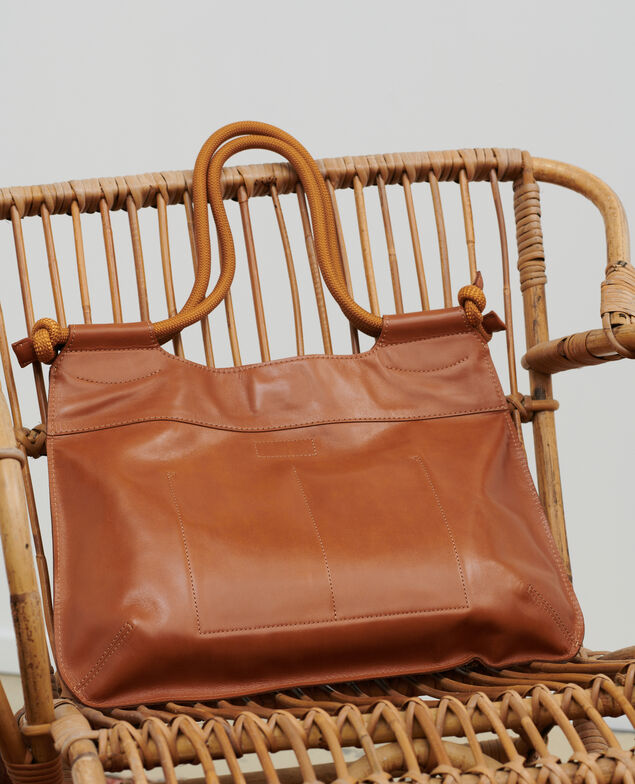 Shopper de cuero Camel