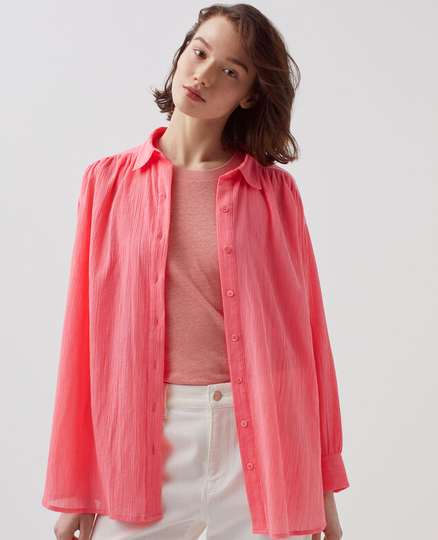Blusa de algodón plisado H110 lantana