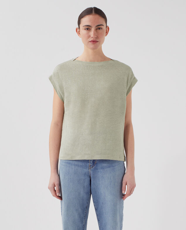 KARO - Camiseta corte caja de lino U520 green