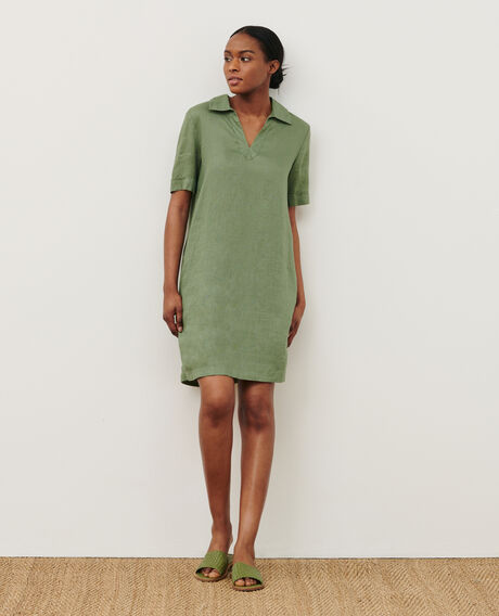DAISY - Vestido icónico de lino 52 green 2sdr355f04