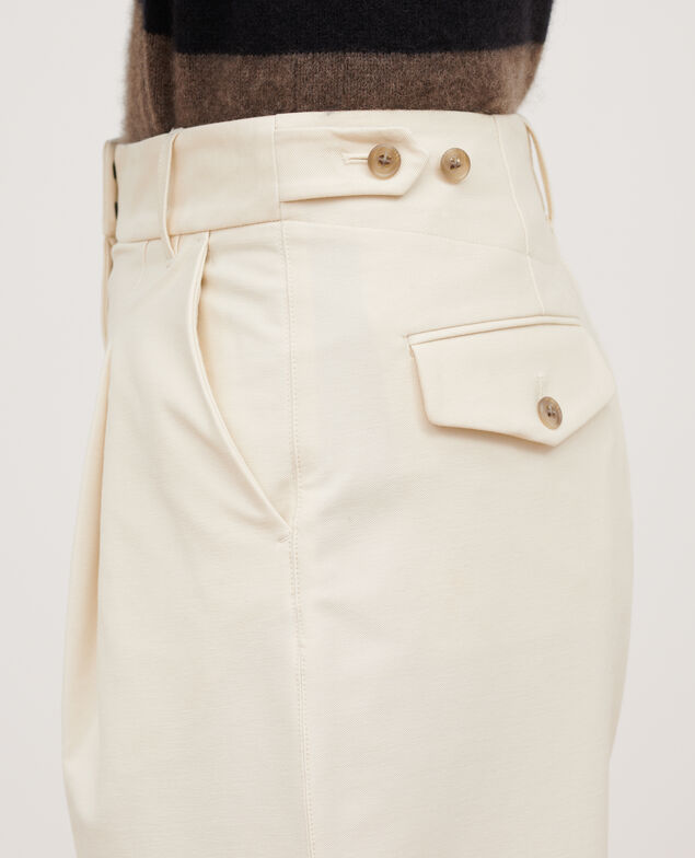 PEGGY - Pantalón carrot de sarga con punto jersey 4142 ecru 3spj020p04