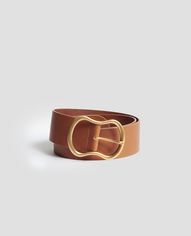 Cinturón ancho de cuero H323 camel