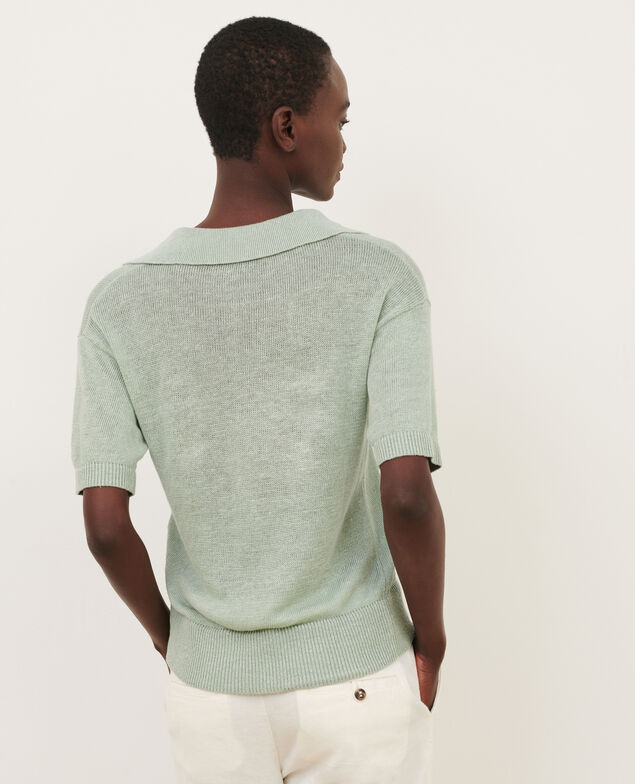 Polo de lino con manga corta 50 green