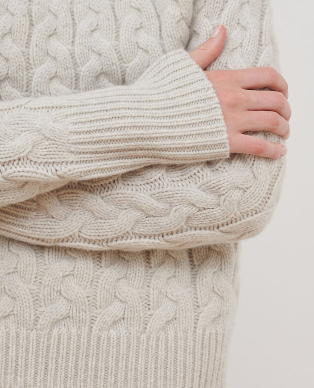 Jersey cuello redondo de lana merino A009 white knit