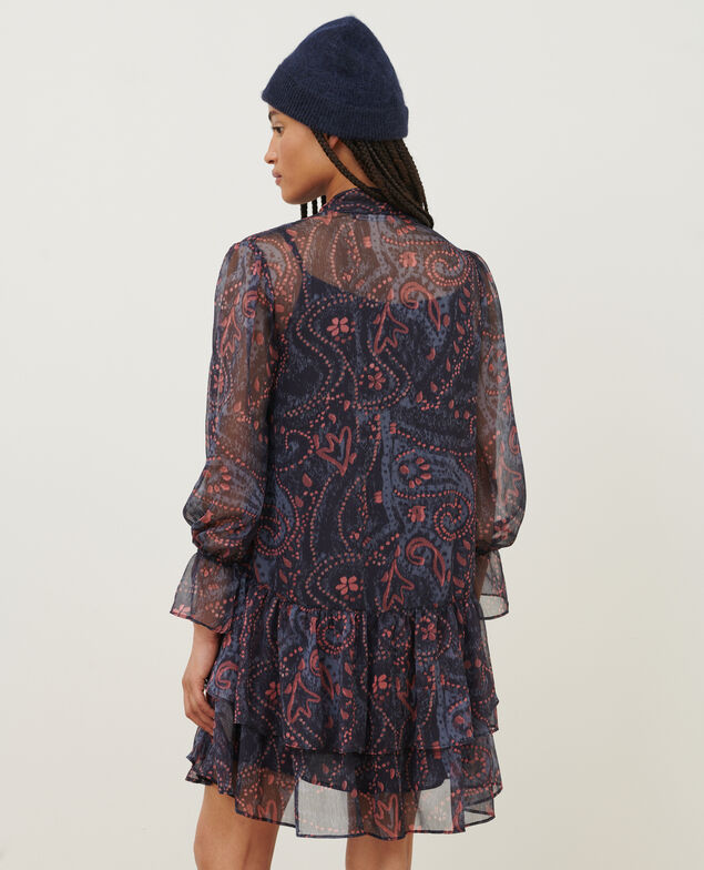 Vestido corto fluido de paño