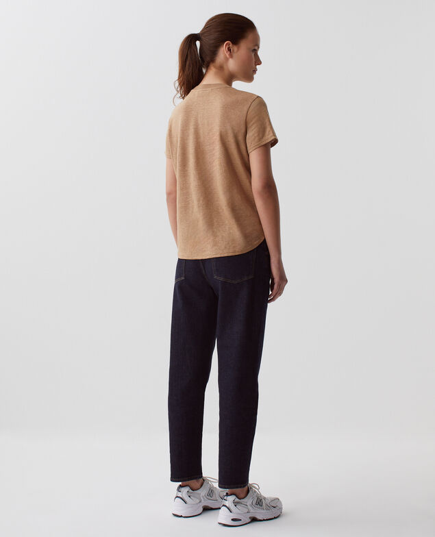 AMANDINE - Camiseta con cuello redondo de lino H330 tiger's eye