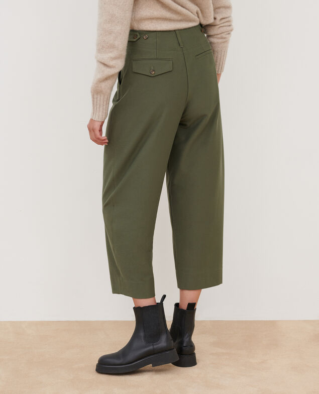 PEGGY - Pantalón carrot de sarga con punto jersey 0571 thyme green