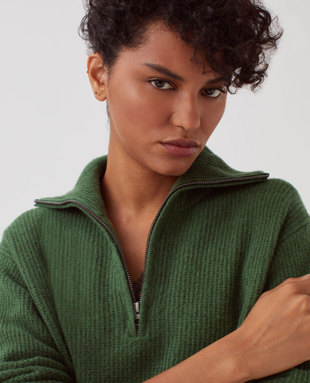 Jersey de lana con cuello de cremallera U550 green